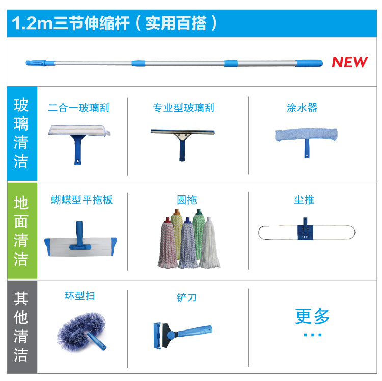 藍(lán)色三節(jié)快速鎖伸縮桿 帶快接桿頭 TLPS 312B